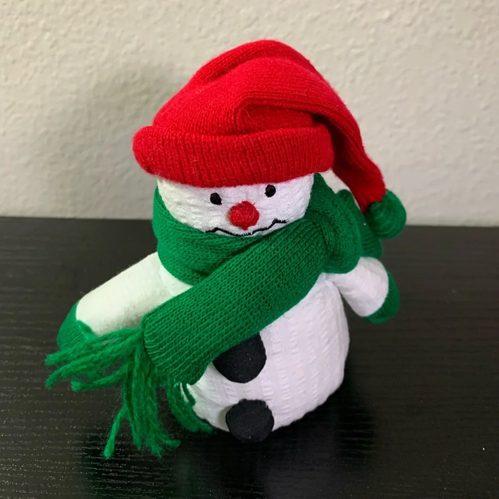 Pier 1 Snowman With Green Scarf and Gloves and Red Hat